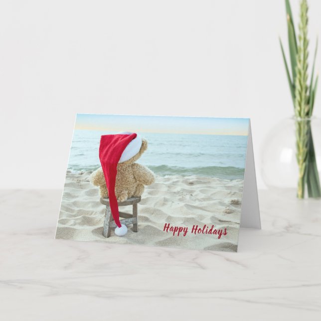 Cartão De Festividades Urso de Natal Sente Saudades (Frente)