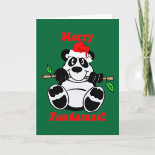 Cartão De Festividades Urso de panda engraçado do Natal