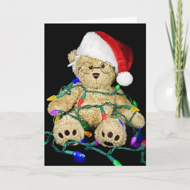 Cartão De Festividades Urso de Teddy de Natal (Frente)