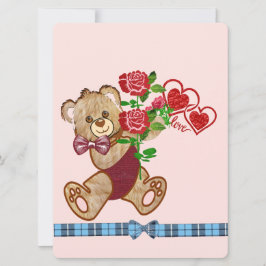 Cartão De Festividades Urso fofo do Dia dos Namorados