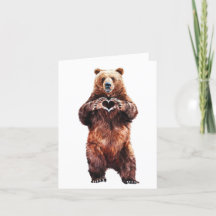 Urso Grizzly ama coração com garras