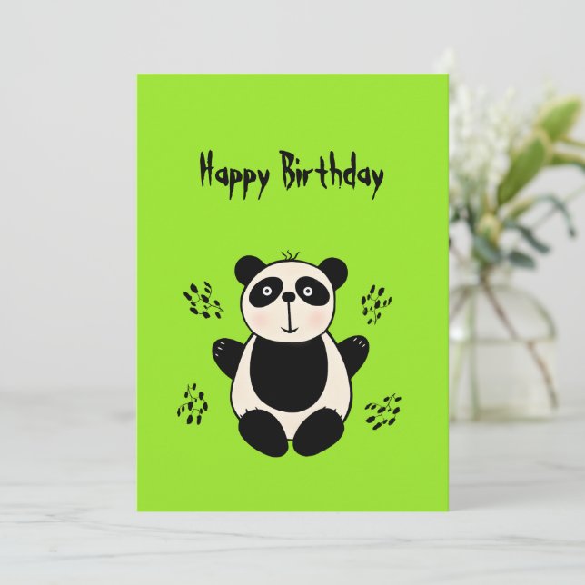 Cartão De Festividades Urso panda bonito (Em pé/Frente)
