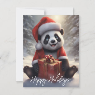 Cartão De Festividades Urso Panda de Papai Noel