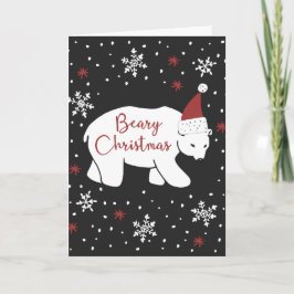 Cartão De Festividades Urso Polar Beary Christmas Santa Hat