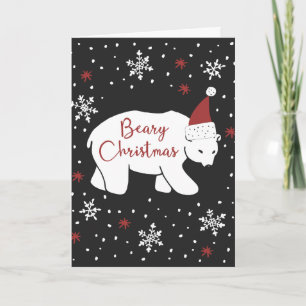 Cartão De Festividades Urso Polar Beary Christmas Santa Hat