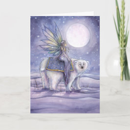 Cartão De Festividades Urso polar da equitação feericamente Mystical do