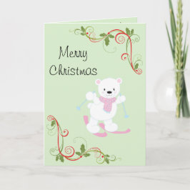 Cartão De Festividades Urso Polar de Desenho com Redemoinhos de Natal