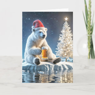 Cartão De Festividades Urso Polar De Natal Com Cerveja