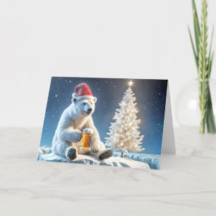 Cartão De Festividades Urso Polar De Natal Com Cerveja