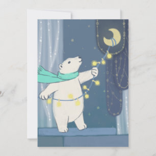 Cartão De Festividades Urso Polar e Lua