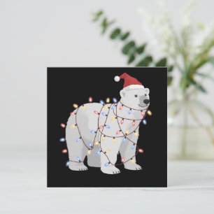 Cartão De Festividades Urso Polar Engraçado Natal Amante de Luzes de Anim