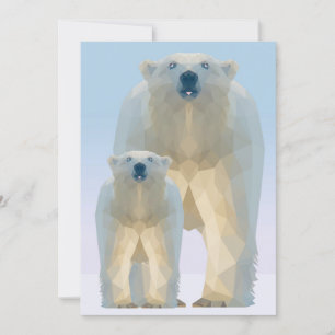 Cartão De Festividades Urso polar geométrico e bonito com bebê