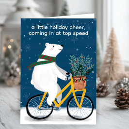 Cartão De Festividades Urso Polar na Bicicleta Engraçado, Personalizado n