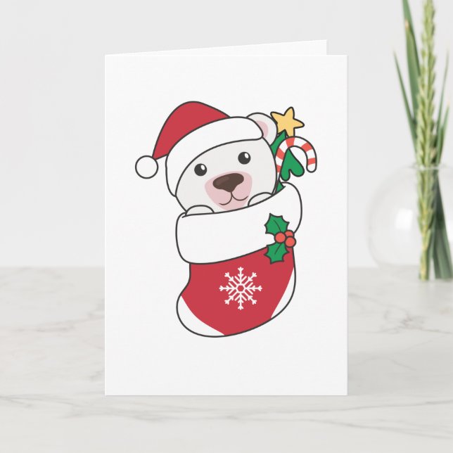 Cartão De Festividades Urso Polar Natal Neve Animais Polares Inverno (Frente)