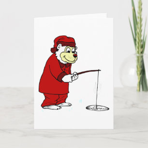 Cartão De Festividades Urso Polar Pescando no Gelo