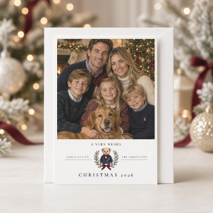 Cartão De Festividades Urso Teddy Elegante Foto Personalizada da Família