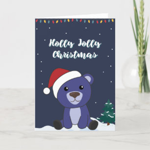 Cartão De Festividades Ursos Coloridos Brancos Felizes De Natal