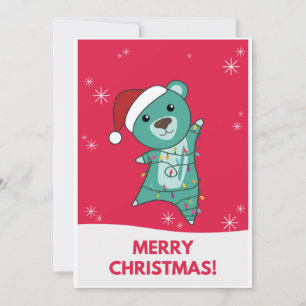 Cartão De Festividades Ursos Coloridos Feliz Natal Animais de Inverno Urs