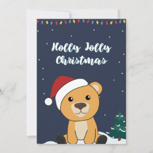 Cartão De Festividades Ursos Coloridos Feliz Natal Animais de Inverno Urs