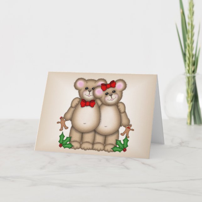 Cartão De Festividades Ursos de Natal (Frente)