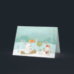 Cartão De Festividades Ursos de neve e pastel de neve<br><div class="desc">Uma cena encantadora de animais bonitos incluindo ursos,  pássaros,  coelhinhos,  ouriços e bonecos de neve cai na bonito paisagem florestal. Facilmente personalizado com seus próprios cumprimentos e nomes. Eu criei o trabalho de arte usando elementos desenhados pela fabulosa artista Lisa Glanz,  cujo trabalho eu absolutamente amo!</div>
