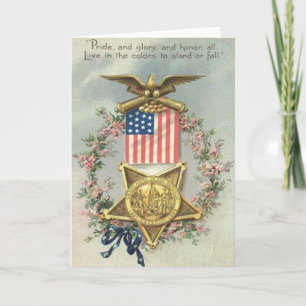 Cartão De Festividades US Flag Union Civil War Medal Eagle Wreath