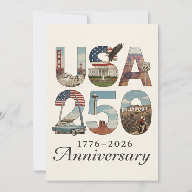 Cartão De Festividades USA 250 Anniversary Patriotic American History (Frente)
