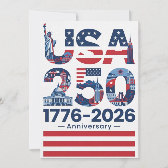 Cartão De Festividades USA 250 Anniversary Patriotic American History (Frente)