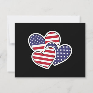 Cartão De Festividades USA Heart Flag American Patriotic 4 De Julho Wome