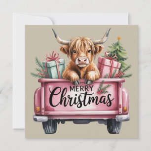 Cartão De Festividades Vaca Alta da Terra Natal Rosa Menina Vaca Fofa no