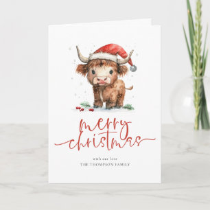 Cartão De Festividades Vaca das Terras Altas Calendário 2027 Feliz Natal