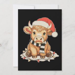 Cartão De Festividades Vaca das Terras Altas do Natal Moo Época de Natal