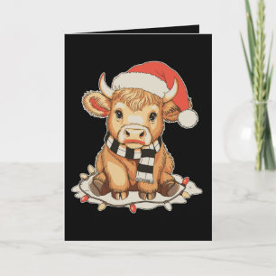 Cartão De Festividades Vaca das Terras Altas do Natal Moo Época de Natal