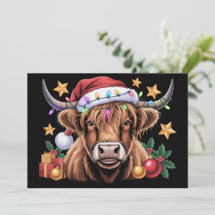 Cartão De Festividades Vaca das Terras Altas Natal Novilhas Fazenda Fazen