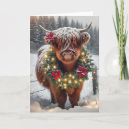 Cartão De Festividades Vaca das Terras de Natal Vestindo uma Terra