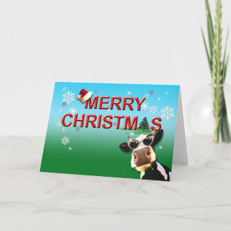 Cartão De Festividades Vaca de Natal Feliz