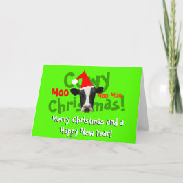 Cartão De Festividades Vaca engraçada do papai noel do Natal de Cowy