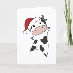 Cartão De Festividades Vaca Feliz Natal Animais de inverno Vacas Adultas