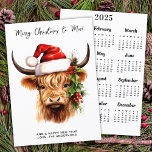 Cartão De Festividades Vaca Highland 2025 Calendar Festivo Feliz Natal<br><div class="desc">Celebre o feriado com nosso charmoso cartão de Natal de Vaca Highland! Esta carta lisa adorável mostra uma ilustração encantadora de uma vaca em terra alta vestindo um chapéu animado de Papai Noel, trazendo um toque de brincadeira para seus Cartões de natal. Perfeito para aqueles que apreciam uma mistura de...</div>