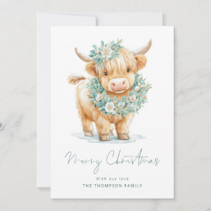 Cartão De Festividades Vaca Highland 2026 Calendário Feliz Natal