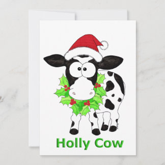 Cartão De Festividades Vaca Holly de Natal
