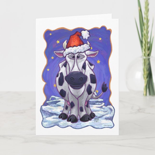 Cartão De Festividades Vaca Natal (Frente)