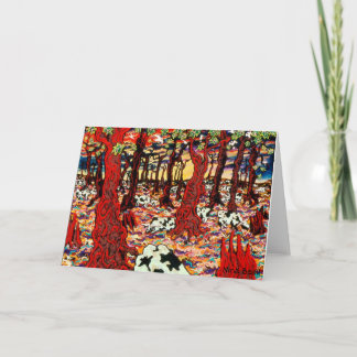 Cartão De Festividades "Vacas Na Floresta Na Hora De Natal", Nina Beall