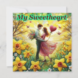 Cartão De Festividades Valentine Antigo ~MEU AMOR ~ Casal ~