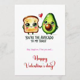 Cartão De Festividades Valentine Card with Funny Love Pun Cartoon Food