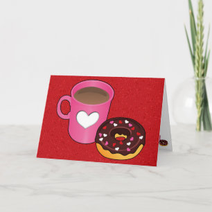 Cartão De Festividades Valentine Coffee and Donut Card