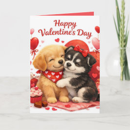 Cartão De Festividades Valentine de Cachorrinho Fofo