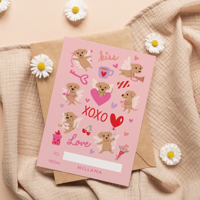 Cartão De Festividades Valentine de Sala de Aula dos Anjos Cães (Criador carregado)