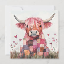 Valentine do Cow Highland em Patchwork