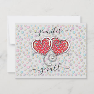 Cartão De Festividades Valentine Elegante Design de Corações Entrelaçados